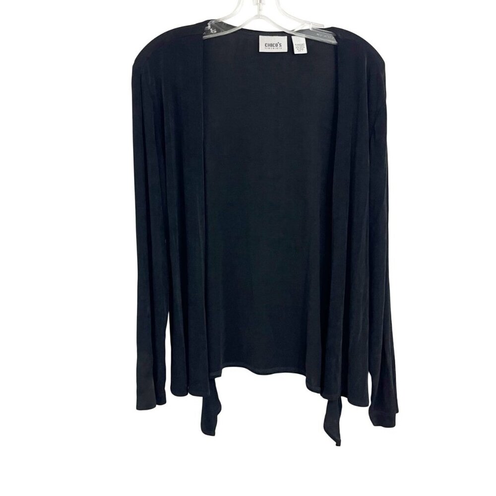 Chico's Travelers Black Open Front Cardigan Jacket Wrinkle Resistant 1,‎ Medium